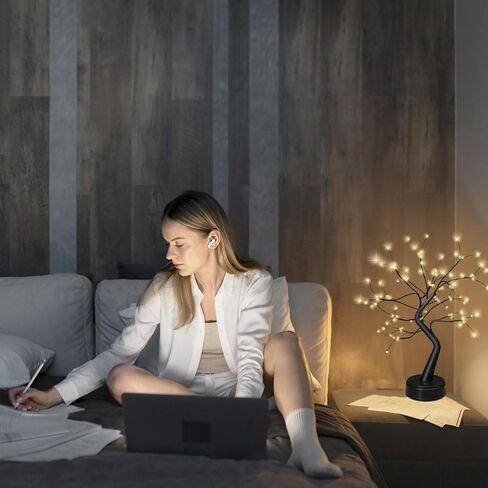 Otavilem LED Tabletop Bonsai Tree Light ، مصابيح الأشجار الجمالية لغرفة المعيشة ، ضوء ليلي لطيف ، بطارية/USB مصباح الأشجار الاصطناعية DIY لغرفة النوم ، سطح المكتب ، عيد الميلاد ، ديكور الغرفة in Kuwait
