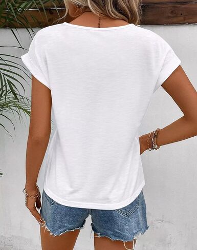 Bliwov Womens Tops Contrast Lace Cap Sleeve T Shirts 2025 عرضًا عارض in Kuwait
