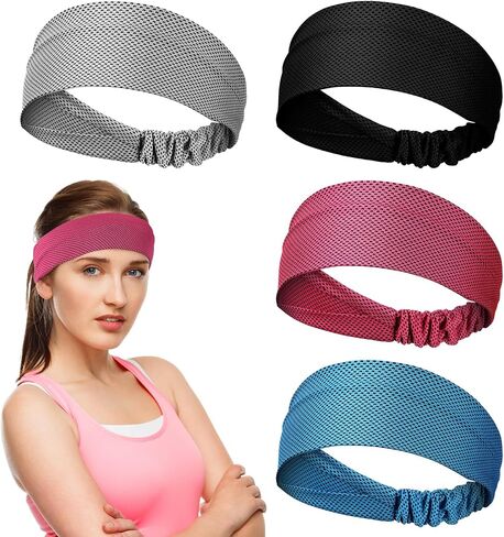 Coume 4 PCS Boading Headbands for Women Men Men Beys Rescorms Rectors Feards Sports Hair Fands for Jurn in Kuwait