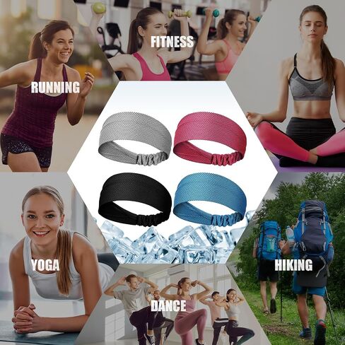 Coume 4 PCS Boading Headbands for Women Men Men Beys Rescorms Rectors Feards Sports Hair Fands for Jurn in Kuwait