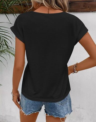 Bliwov Womens Tops Contrast Lace Cap Sleeve T Shirts 2025 عرضًا عارض in Kuwait