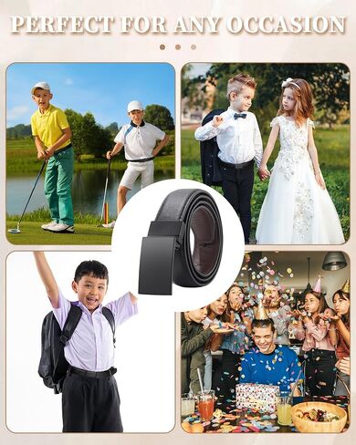 Kajeer Boy Belts for Kid Reversible,Durable PU Metal Buckle Leather Belt Toddler Youth Belt for School Uniform Casual in Kuwait