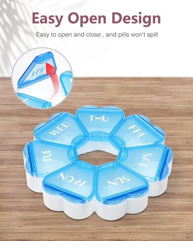 Cute Pill Organizer 7 Day, Color Blocking Weekly Pill Case, Daily Medicine Pill Box with Large Capacity Compartments for Fish Oils/Vitamins/Medication/Supplements (Pink) in Kuwait