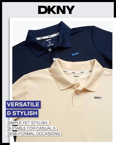 DKNY Boys' Polo Shirt - 2 Pack Active Short Sleeve School Uniform Golf Shirts for Boys, Quick Dry Performance Fabric (8-20) in Saudi Arabia