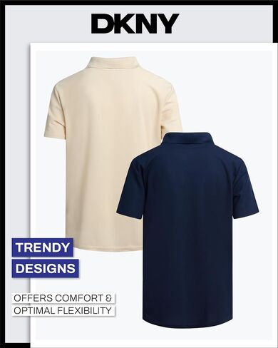 DKNY Boys' Polo Shirt - 2 Pack Active Short Sleeve School Uniform Golf Shirts for Boys, Quick Dry Performance Fabric (8-20) in Saudi Arabia