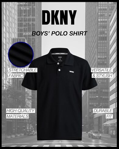 DKNY Boys Polo Shirt - Performance Golf Polo with Moisture Wicking Fabric, Short Sleeve Boys Golf Shirts (Sizes: 8-20) in Saudi Arabia