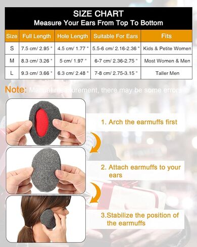 SATINIOR 2 Pairs Bandless Earmuffs Ear Warmers Winter Ear Covers Earcaps for Outdoors, M in Kuwait