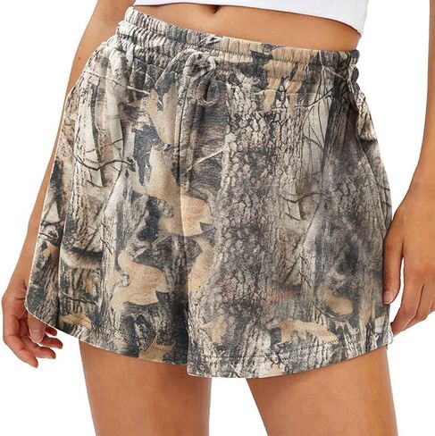 شورتات عرق Camo Camo Leaf Print Draylastic مرنة عالية الصالة صالة التمويه in Kuwait