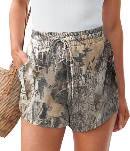 شورتات عرق Camo Camo Leaf Print Draylastic مرنة عالية الصالة صالة التمويه in Kuwait