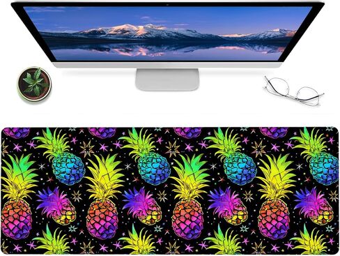 Colorful Succulent Pattern Gaming Mouse Pad – 12x31.5in Non-slip Rubber Desk Mat with Vibrant Plant Design – Large Extended Mousepad for Office Home – Deskmat Gifts for Nature Plant Lover Decor in Kuwait