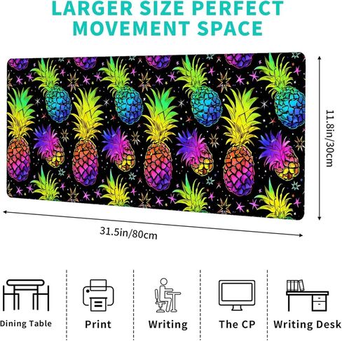 Colorful Succulent Pattern Gaming Mouse Pad – 12x31.5in Non-slip Rubber Desk Mat with Vibrant Plant Design – Large Extended Mousepad for Office Home – Deskmat Gifts for Nature Plant Lover Decor in Kuwait