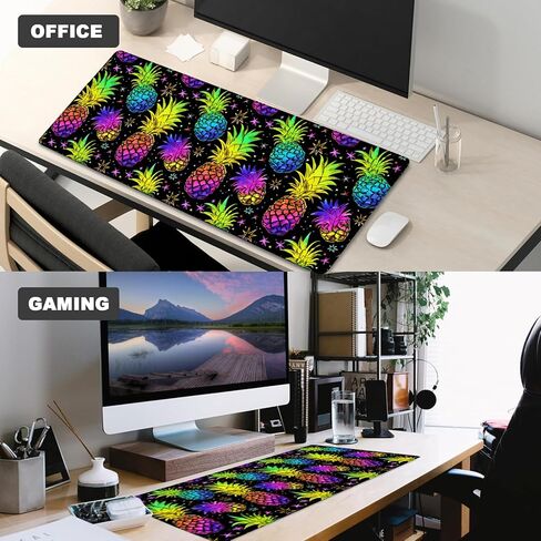Colorful Succulent Pattern Gaming Mouse Pad – 12x31.5in Non-slip Rubber Desk Mat with Vibrant Plant Design – Large Extended Mousepad for Office Home – Deskmat Gifts for Nature Plant Lover Decor in Kuwait