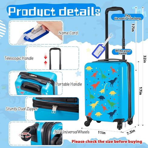 Redbaker 17 Inch 6 Pcs Kids Luggage Set Gifts for Christmas Kids Rolling Luggage Double Pattern Suitcase for Boys Girls (Pink, Bow Style) in Saudi Arabia