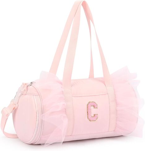 mibasies Dance Bag for Girls 4-6: Ballet Bags for Girls 4-6 - Kids Duffle Bag - Personalized Letter Girls Gifts Pink C in Saudi Arabia