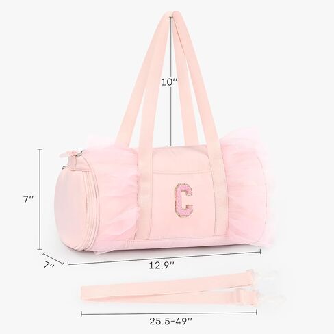 mibasies Dance Bag for Girls 4-6: Ballet Bags for Girls 4-6 - Kids Duffle Bag - Personalized Letter Girls Gifts Pink C in Saudi Arabia