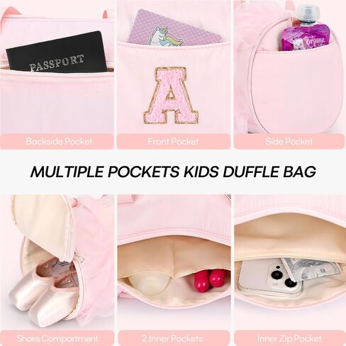 mibasies Dance Bag for Girls 4-6: Ballet Bags for Girls 4-6 - Kids Duffle Bag - Personalized Letter Girls Gifts Pink C in Saudi Arabia