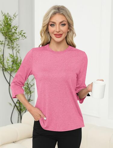 Poriff Women's Full Snap Post Shoulder Surgery Shirts 3/4 Sleeve Chemo Port Tops After Rotator Cuff Adaptive Clothing S - XXL in Kuwait