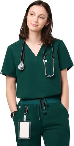 Peelz Sophia 2-Pocket V-neck Scrub Top for Women-Soft Stretch Fabrics Fcrubs ، Tops Furns Scrub Tops ، Fit Slim Fit in Kuwait