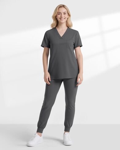 Scrubs for Women, Stretchy V-Neck Scrubs Top with 2 Pockets and 4-Way Stretch Fabric in Saudi Arabia