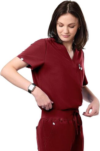 Peelz Sophia 2-Pocket V-neck Scrub Top for Women-Soft Stretch Fabrics Fcrubs ، Tops Furns Scrub Tops ، Fit Slim Fit in Kuwait