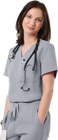 Peelz Sophia 2-Pocket V-neck Scrub Top for Women-Soft Stretch Fabrics Fcrubs ، Tops Furns Scrub Tops ، Fit Slim Fit in Kuwait