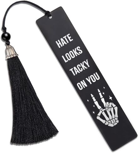 DYJYBMY If My Book is Open Your Mouth Should Be Closed Black Engraved Metal Bookmark, Stainless Steel Bookmark for Book Lover, Sarcastic Bookmark Gifts for Librarian Teacher, Reading Birthday Gifts in Kuwait