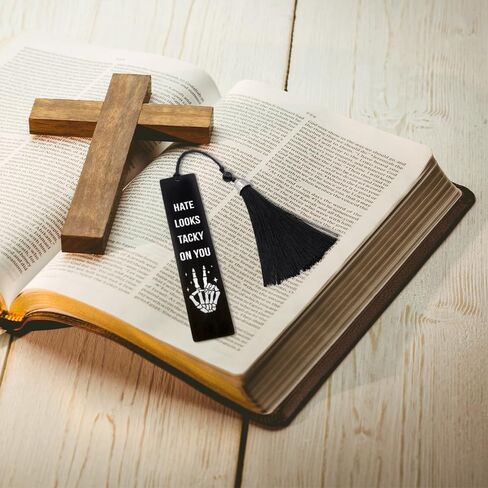 DYJYBMY If My Book is Open Your Mouth Should Be Closed Black Engraved Metal Bookmark, Stainless Steel Bookmark for Book Lover, Sarcastic Bookmark Gifts for Librarian Teacher, Reading Birthday Gifts in Kuwait