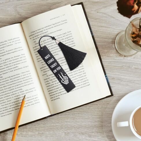 DYJYBMY If My Book is Open Your Mouth Should Be Closed Black Engraved Metal Bookmark, Stainless Steel Bookmark for Book Lover, Sarcastic Bookmark Gifts for Librarian Teacher, Reading Birthday Gifts in Kuwait