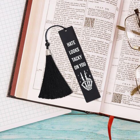 DYJYBMY If My Book is Open Your Mouth Should Be Closed Black Engraved Metal Bookmark, Stainless Steel Bookmark for Book Lover, Sarcastic Bookmark Gifts for Librarian Teacher, Reading Birthday Gifts in Kuwait