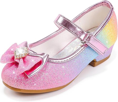 Furdeour Girls Dress Shoes Mary Jane Wedding Flower Bridesmaids Heels Glitter Princess Shoes for Kids Toddler in Saudi Arabia