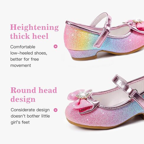 Furdeour Girls Dress Shoes Mary Jane Wedding Flower Bridesmaids Heels Glitter Princess Shoes for Kids Toddler in Saudi Arabia