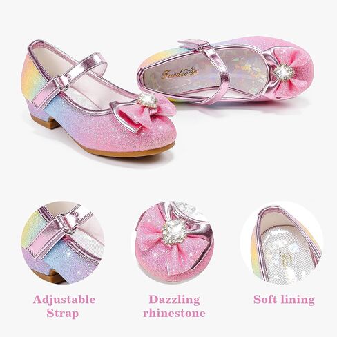 Furdeour Girls Dress Shoes Mary Jane Wedding Flower Bridesmaids Heels Glitter Princess Shoes for Kids Toddler in Saudi Arabia