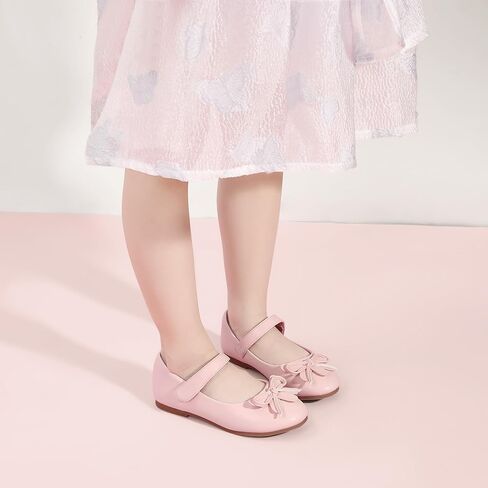 Hehainom Girls Girls Dress Shoes ، Flower Toddler/Little Kid Girl Shoes ، Bowknot Mary Jane Ballerina Flat Shoes for School Party in Kuwait