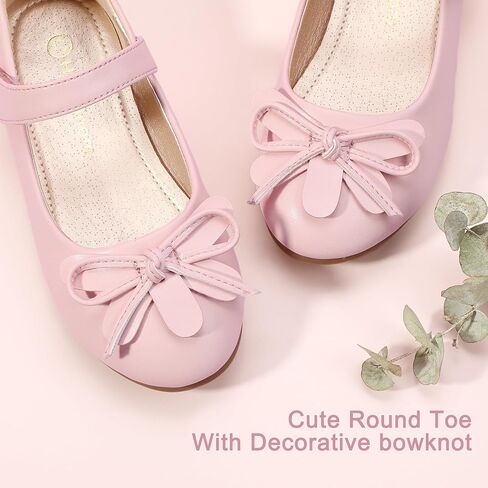 Hehainom Girls Girls Dress Shoes ، Flower Toddler/Little Kid Girl Shoes ، Bowknot Mary Jane Ballerina Flat Shoes for School Party in Kuwait