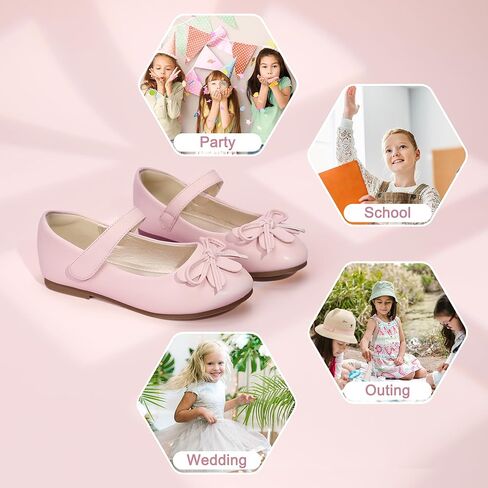Hehainom Girls Girls Dress Shoes ، Flower Toddler/Little Kid Girl Shoes ، Bowknot Mary Jane Ballerina Flat Shoes for School Party in Kuwait