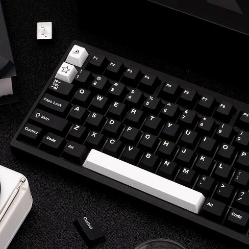 WOB أسود أبيض PBT Keycaps 173 مفتاحًا Cherry Profile Doubleshot Custom Keycaps Set ISO ANSI Layout for 60% 65% 75% 95% Cherry MX Switches لوحات مفاتيح الألعاب الميكانيكية in Saudi Arabia