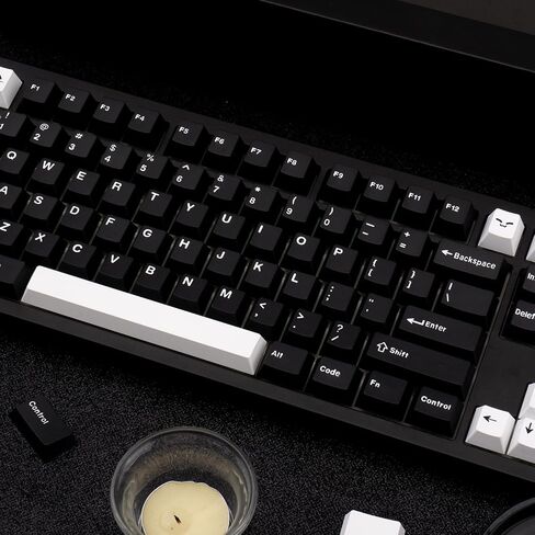 WOB أسود أبيض PBT Keycaps 173 مفتاحًا Cherry Profile Doubleshot Custom Keycaps Set ISO ANSI Layout for 60% 65% 75% 95% Cherry MX Switches لوحات مفاتيح الألعاب الميكانيكية in Saudi Arabia