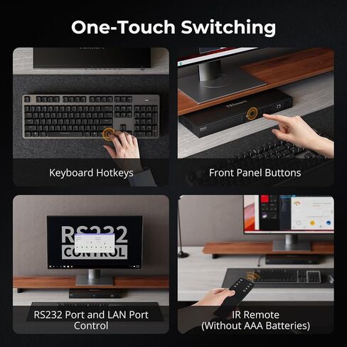 TESmart 16x1 HDMI KVM Switch 16 Port Enterprise Grade Support 4K 60Hz Ultra HD Console Rack Mount Switcher with 8 Pcs 5ft KVM Cable,USB 2.0 Device Control up to 16 PCs/Servers,RS232,LAN Port Control in Saudi Arabia