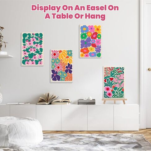 4 Pack Paint by Number Kit for Adults Framed Canvas, DIY Adult Paint by Number Kits with Easel, Acrylic Easy Paint by Numbers for Beginners, Flower Vase Arts and Crafts for Home Decor 8x12inch in Kuwait