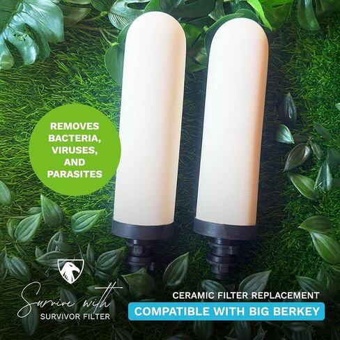 Survivor Filter Ultra Gravity Water Filter Replacement Pack - 2X Ceramic Filter Replacement - Compatible with Big Berkey - Removes Bacteria, Viruses, and Parasites in Saudi Arabia