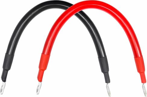 2 PCS 2 AWG Battery Cable, 1/2 Feet Flexible Battery Inverter Cable with 3/8" Lugs Terminals Copper Wire, Battery Gauge Wire Set for Auto Truck Solar Marine Boat Motorcycle in Kuwait