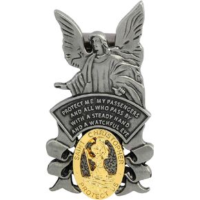 St Christopher Medal for Car, Saint Christopher Visor Clip Guardian Angel Visor Accessories Bless Driving Safety Gifts for New Driver, Family, Friends