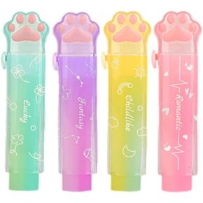 Retractable Pencil Eraser, Cute Erasers,Gradient Jelly Eraser,Suitable for School Home Office Supplies, 4Pcs (Eraser-HZBC)