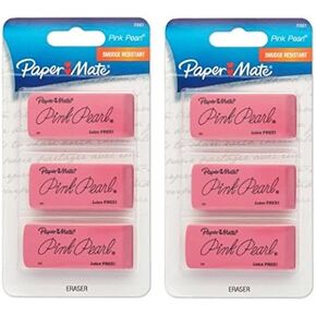 Paper Mate Pink Pearl Premium Erasers, 3 Pack, Large (70501), 2 Pack