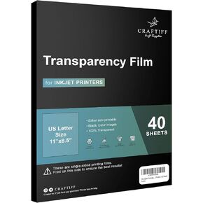 Ohp Clear Printable Transparency Film 8.5 x 11 Inches for Overhead Projectors, for Inkjet Printers, 40 Sheets