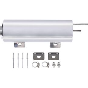 2 x 10 Inches Universal Radiator Coolant Overflow Puke Tank Bottle Catch Can Polished Stainless Steel with Twist Cap 14 Ounces