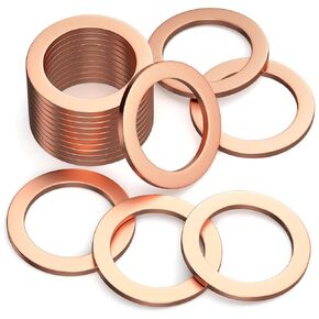 20PCS M14 Copper Red Oil Drain Plug Gasket 14mm Crush Washers Gasket Seal Ring Replacement Used for Sump Plugs, Water, Fuel and Hydraulic Fittings