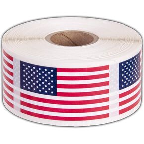 American Flag Stickers USA Flags - 500 Per Roll - 1.25" X 2.125" Patriotic Labels by Kenco (1 Pack)