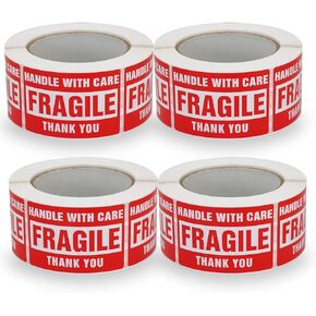 10 Rolls/5000 Labels,Handle with Care Fragile Thank You, Red Warning Shipping Label Stickers (2" x 3")