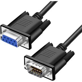 DB9 RS232 Serial Extension Cable Male to Female 9 Pin DB9 Cord Straight Through 9 pin Serial Connector Black 3FT